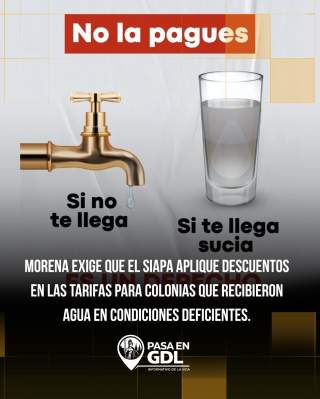 Morena exige que SIAPA condone tarifas en colonias con agua de mala calidad