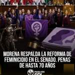 Morena respalda reforma feminicidio en el Senado