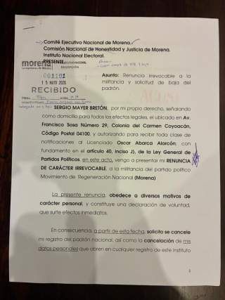 Ruptura definitiva: Sergio Mayer presenta su renuncia irrevocable a Morena tras meses de tensiones internas