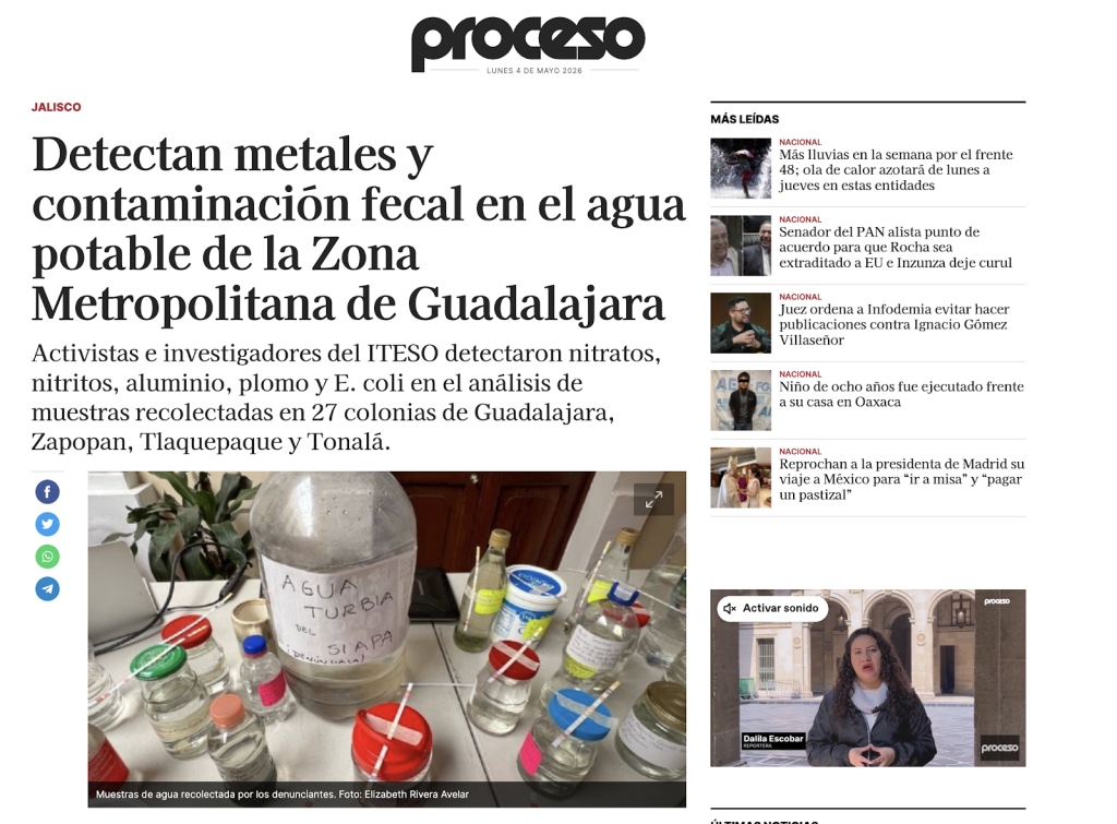 Datos con nombre de colonia: la ciencia documenta el agua contaminada en la ZMG