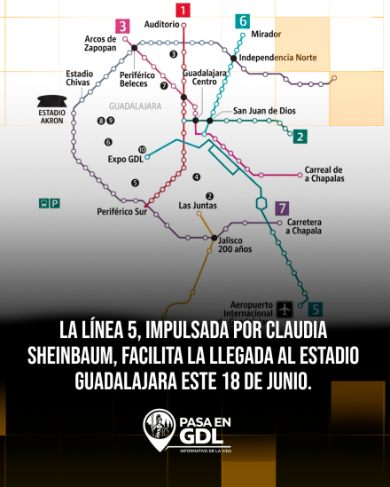 Cómo llegar al Estadio Guadalajara el 18 de junio sin coche