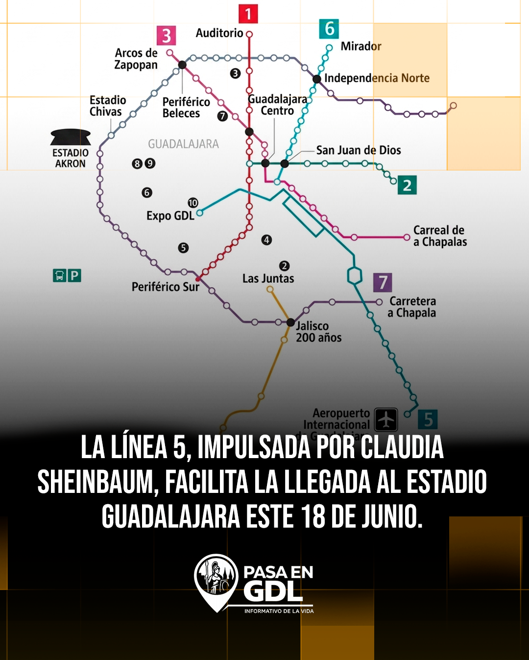 Cómo llegar al Estadio Guadalajara el 18 de junio sin coche