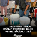 El senador Lomelí documenta que las familias compran agua mientras pagan el servicio